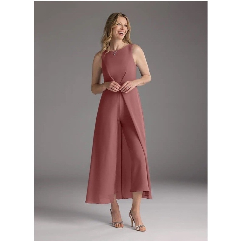 Azazie Anitta Vintage Mauve Jumpsuit Pantsuit Large Gown Overlay Mother of Bride